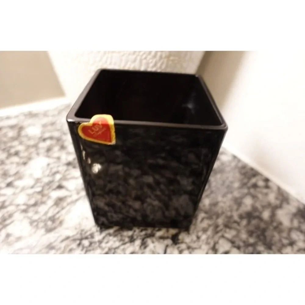 Luv Imports Smoked Black Glass Square Vase 5x4 Modern‎ Minimalist Decor